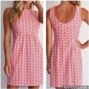 Jude Connally Mary Pat Dress M Small Orange Pink White Pockets Sleeveless